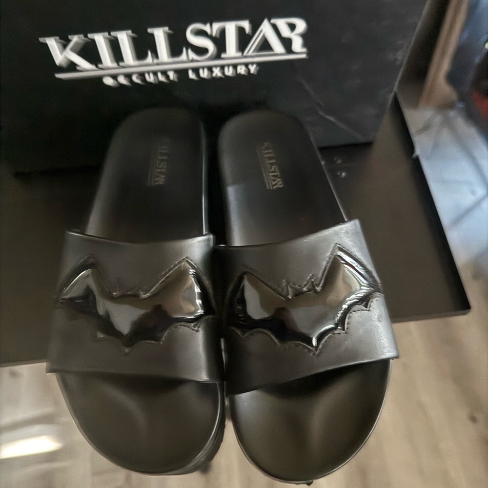 Killstar Black Bat Slides